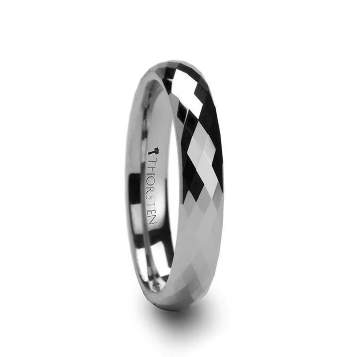 Raja 288 Diamond Faceted Women's Tungsten Carbide Wedding Ring - 4mm & 6mm