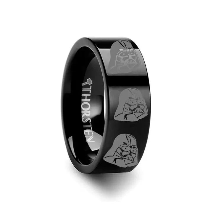 Darth Vader Star Wars Flat Black Tungsten Carbide Ring Polish Finish - 2mm - 12mm