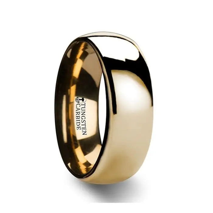 Tidam Matching Ring Set Domed Gold Plated Tungsten Carbide Ring - 4mm - 10mm
