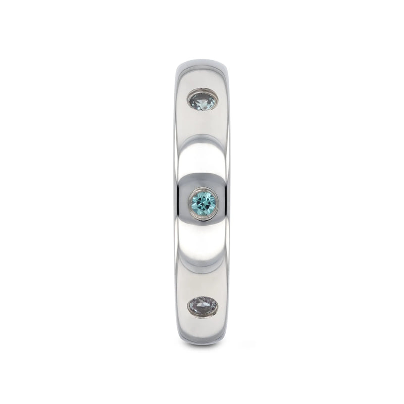 Mabel Polished Domed Tungsten Carbide Wedding Ring w/ Beautiful Alexandrite Setting 4mm