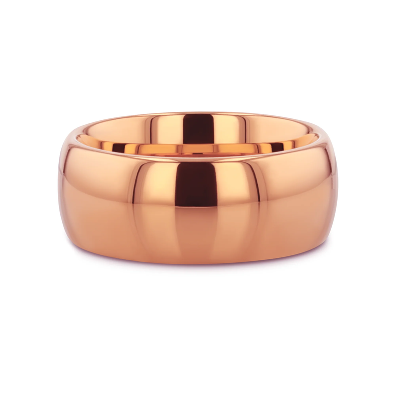 Thono Classic Domed Rose Gold Plated Tungsten Carbide Wedding Ring 4mm - 8mm