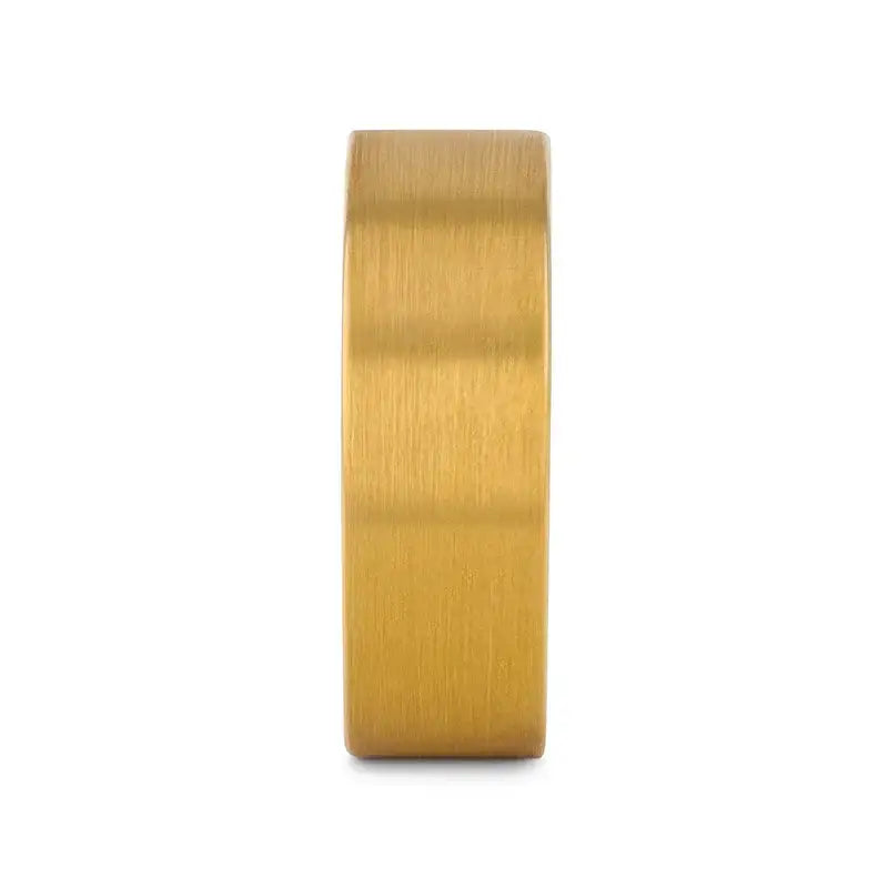Ithaca gold-plated brushed tungsten ring, front view