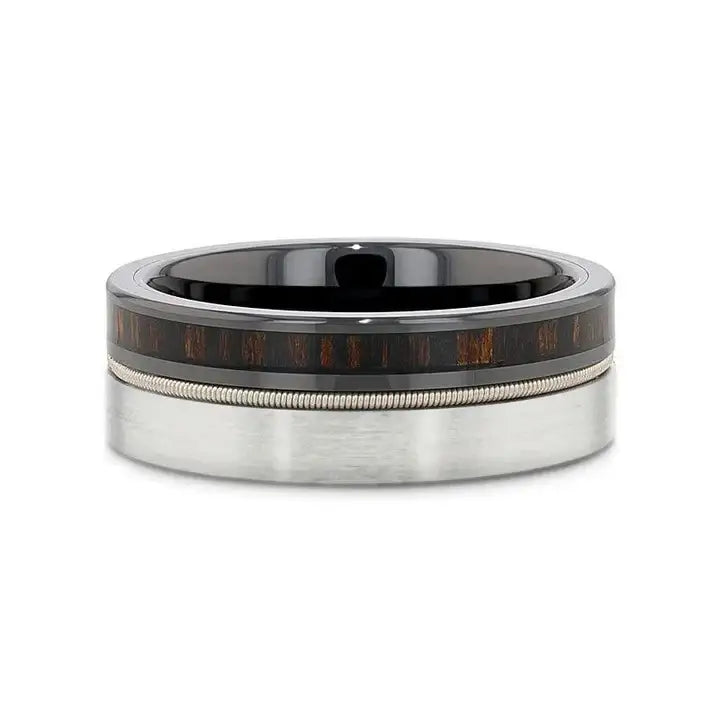 Osiris tungsten black ceramic hybrid ring, side view