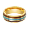 Kelso Gold Tungsten Ring with Rosewood and Crushed Turquoise Inlay - 6mm & 8mm