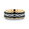 Chalcedon gold-plated tungsten ring with thorn crown engraving, front view