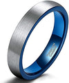 LUKAS Domed Tungsten Wedding Ring With Blue Inside & Brushed Finish 4mm - 8mm