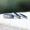 Dacre Tungsten Carbide Wedding Ring Comfort Fit Blue Round Domed Brushed - 2mm - 8mm