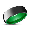 Vasilis Rounded Black Highly Polished Tungsten Ring with Green Inside 6mm - 10mm