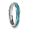 Tareq Womens Tungsten Wedding Ring With Light Blue Carbon Fiber Inlay - 4mm