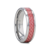 CARISE Pink Carbon Fiber Inlaid Beveled Tungsten Wedding Band 4mm & 6mm