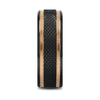 Black Titanium Diamond Pattern Brushed Finish Men’s Wedding Ring with Gold Milgrain Grooves – 8mm