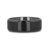 Black Titanium Ring with Polished Beveled Edges and Brush Finished Center - 8mm