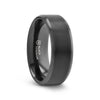 Black Titanium Ring with Polished Beveled Edges and Brush Finished Center - 8mm