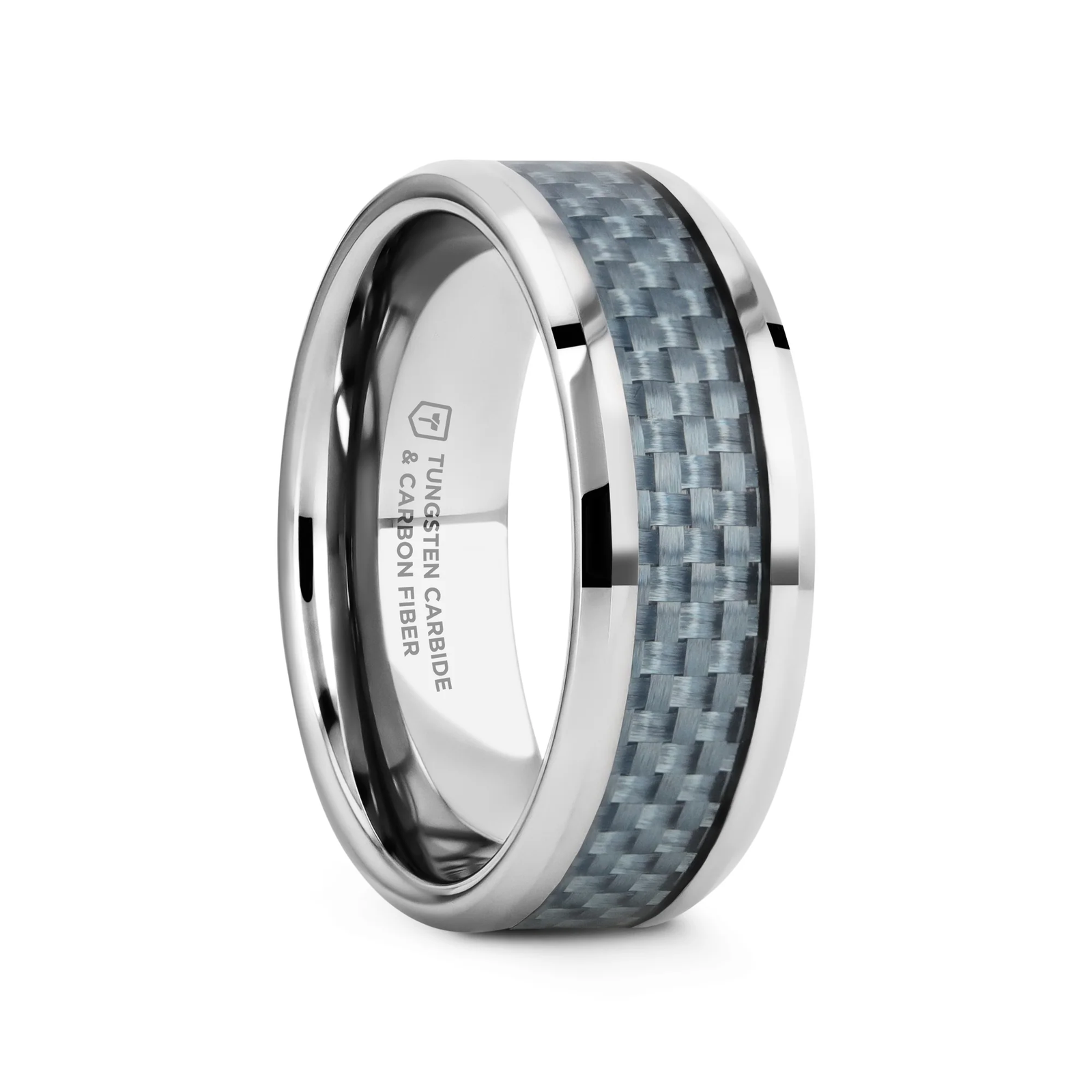 Nashville Blue Carbon Fiber Inlaid Tungsten Carbide Wedding Band - 4mm - 10mm