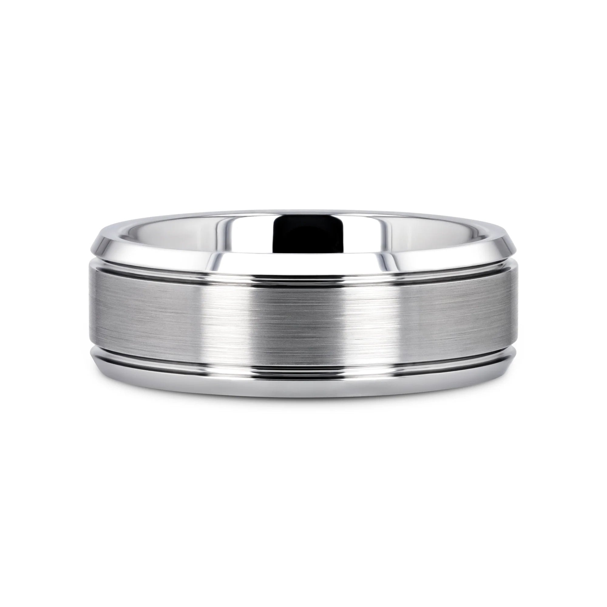 VIBIUS Beveled Tungsten Carbide Wedding Band with Double Grooves 6mm & 8mm