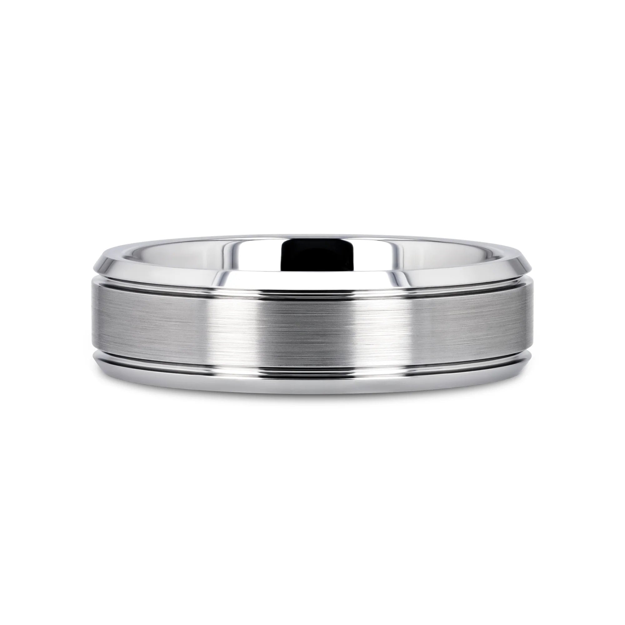 VIBIUS Beveled Tungsten Carbide Wedding Band with Double Grooves 6mm & 8mm