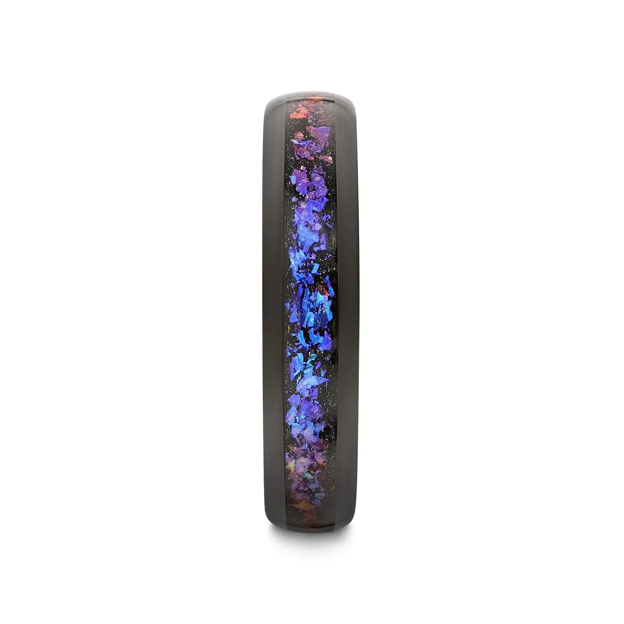Naxos black tungsten alexandrite ring, 4mm front view