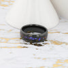 Naxos black tungsten alexandrite ring, close-up inlay
