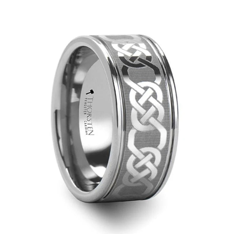 Celtic Laser Engraved Tungsten Carbide Ring - 10mm