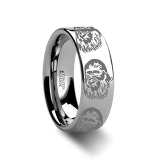 Chewbacca Star Wars Polished Tungsten Carbide Ring Pipe Cut - 2mm - 12mm - 2mm / 5