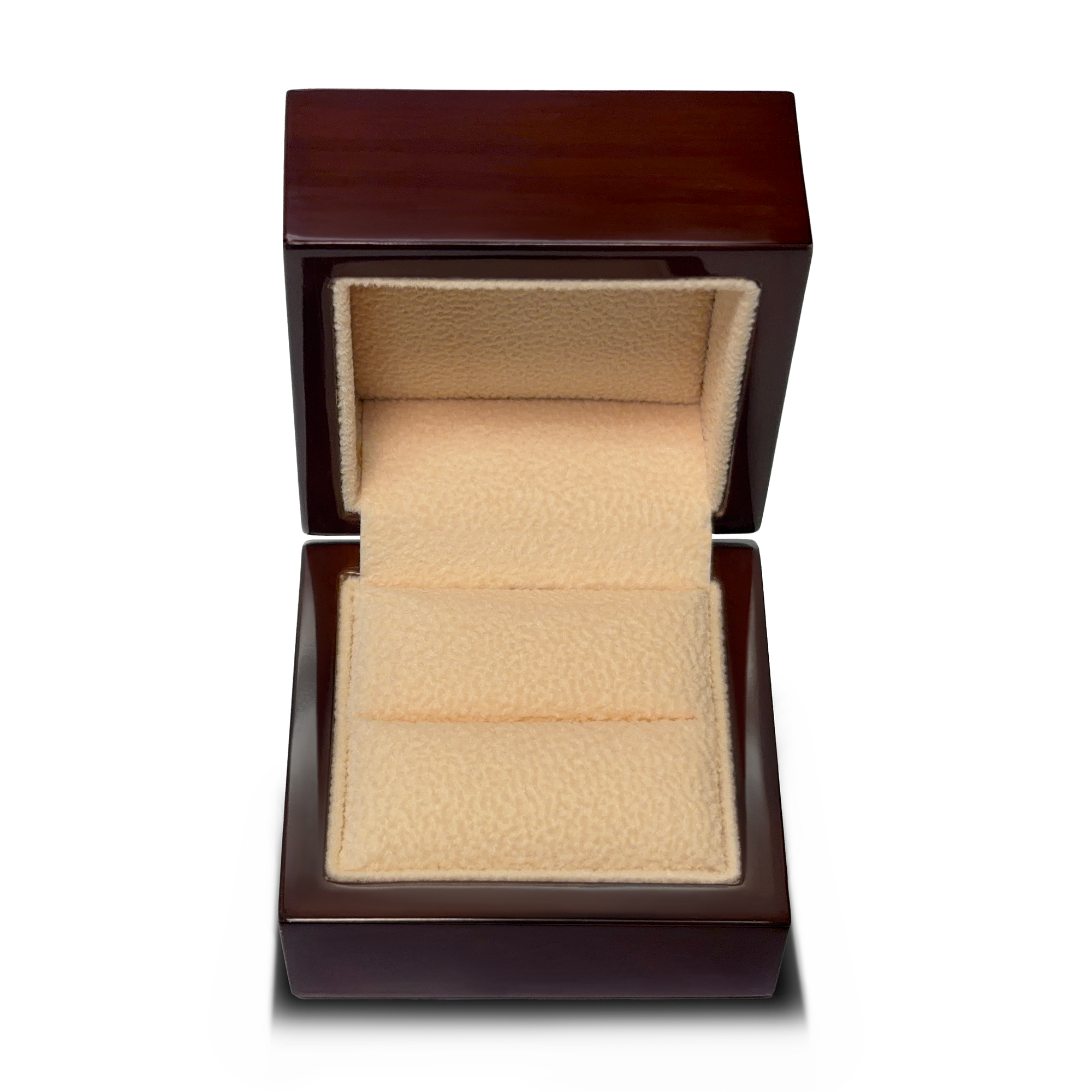 Nazareth dark wood ring box, open showing compartment