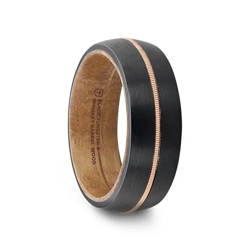 Cyrus black tungsten guitar string ring, side view