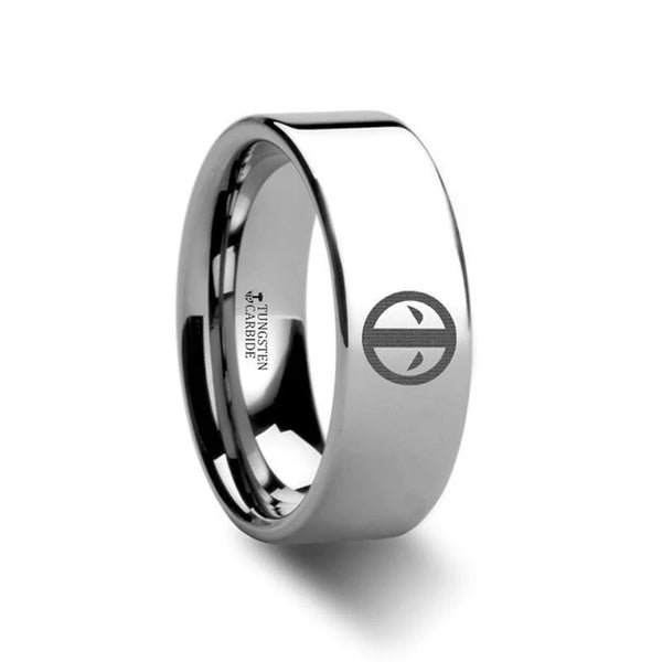 Deadpool Mercenary Symbol Super Hero Movie Flat Tungsten Carbide Ring ...
