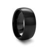 Domed Brush Finished Black Ceramic Wedding Band - 10mm