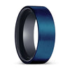 Delaware Blue Brushed Flat Tungsten Ring Onyx Black Inside- 6mm - 10mm