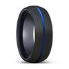 Medardo Domed Black Tungsten Ring with Blue Center Groove - 6mm & 8mm