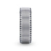 Flat Brushed Center Titanium Men's Wedding Band with Black Sapphire Polished Beveled Edges - 8mm
