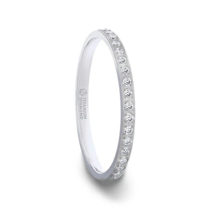 Rima Titanium Women's Eternity Ring With Lab-Created White Diamonds Setting - 2mm