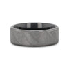 Flat Black Titanium Ring with Meteorite and Beveled Edges - 8mm