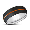 Dimos Black Brushed Tungsten Ring Domed Orange Groove - 6mm - 8mm