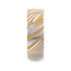 Gold Color Flat Brushed Damascus Steel Men’s Wedding Band with Vivid Etched Design - 6mm & 8mm