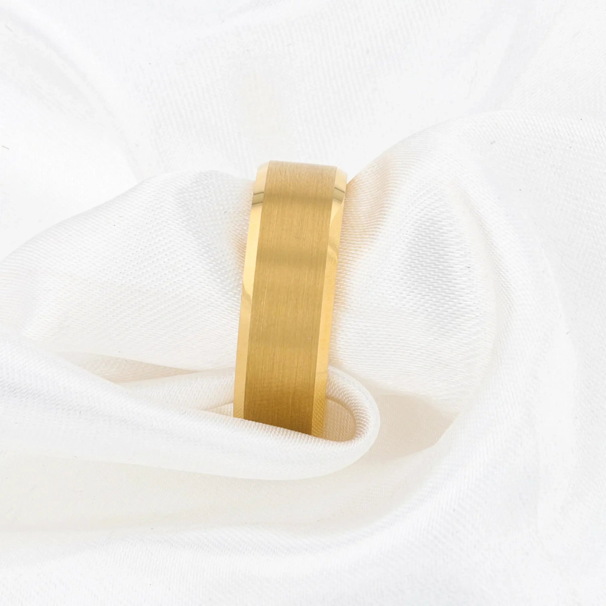 Alexandria gold-plated tungsten ring, angled view