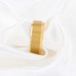 Alexandria Beveled Gold-Plated Tungsten Ring with Brushed Center - 4mm, 6mm & 8mm - 2.50 / 4mm / Gold