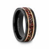 Pergamon black tungsten dinosaur bone meteorite ring, front view