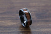 Delphi black titanium black walnut wood ring, angle view