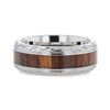 Ossian Black Walnut Wood Inlay With Intricate Edges Men's Titanium Wedding Ring - 8mm