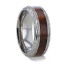 Ossian Black Walnut Wood Inlay With Intricate Edges Men's Titanium Wedding Ring - 8mm