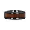 Delphi black titanium black walnut wood ring, flat lay