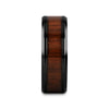 Delphi black titanium black walnut wood ring, side view