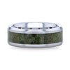 Tien Men's Beveled Tungsten Carbide Ring Green Copper Conglomerate Inlay - 8mm