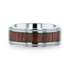 Tomiko Koa Wood Inlaid Titanium Wedding Band With Polished Milgrain Edges - 8mm