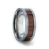 Tomiko Koa Wood Inlaid Titanium Wedding Band With Polished Milgrain Edges - 8mm