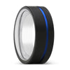 Mathis Flat Black Brushed Tungsten Ring Blue Offset Groove - 6mm & 8mm