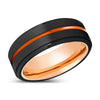 Spartacus Black Tungsten Stepped Edge Orange Groove with Rose Gold Inside - 8mm