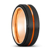 Spartacus Black Tungsten Stepped Edge Orange Groove with Rose Gold Inside - 8mm