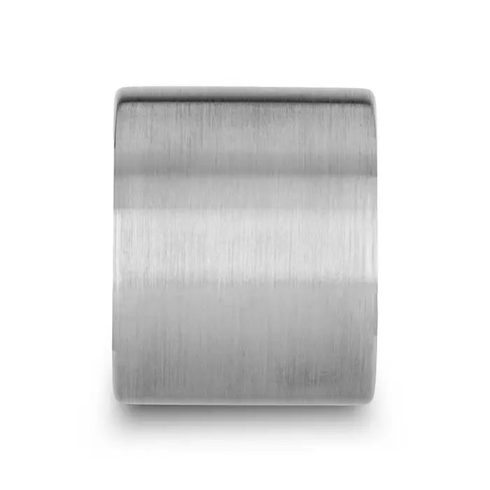Theon Flat Pipe Cut Extra Wide Tungsten Carbide Ring With Brushed Finish - 20mm